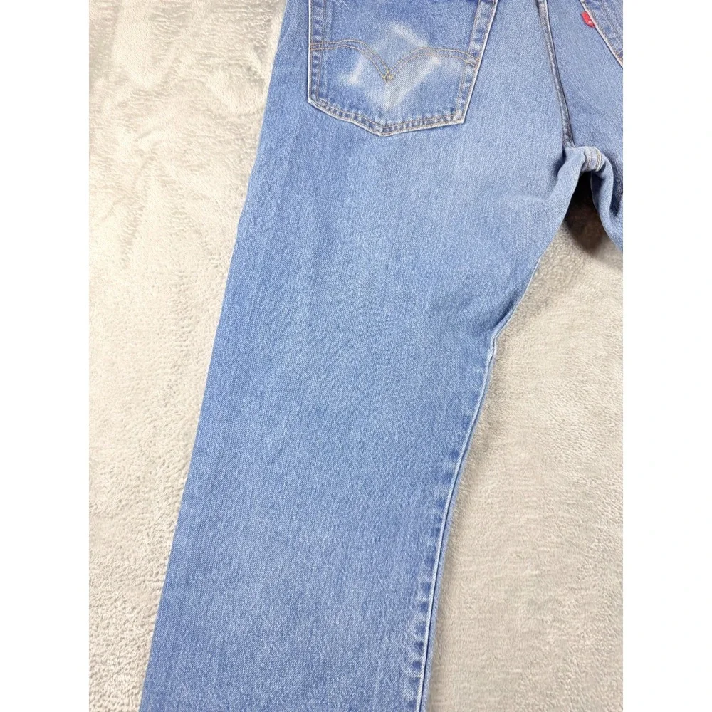 Vtg Levis 517 Boot Cut Jeans 38x30 Light Wash USA Made Distressed